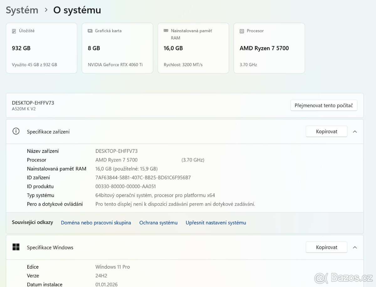 ✅Herní PC-RYZEN 7 5700,RTX 4060Ti✅ZÁRUKA - 7