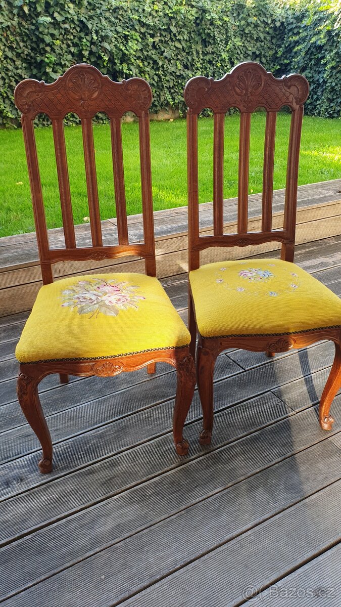 Dubové židle Ludvík XV. Řezbované 6 ks - 7