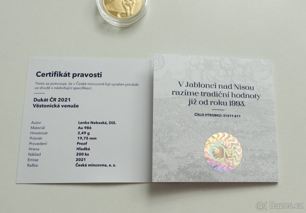 zlatýDukát ČR 2021 - Věstonická venuše proof - 7