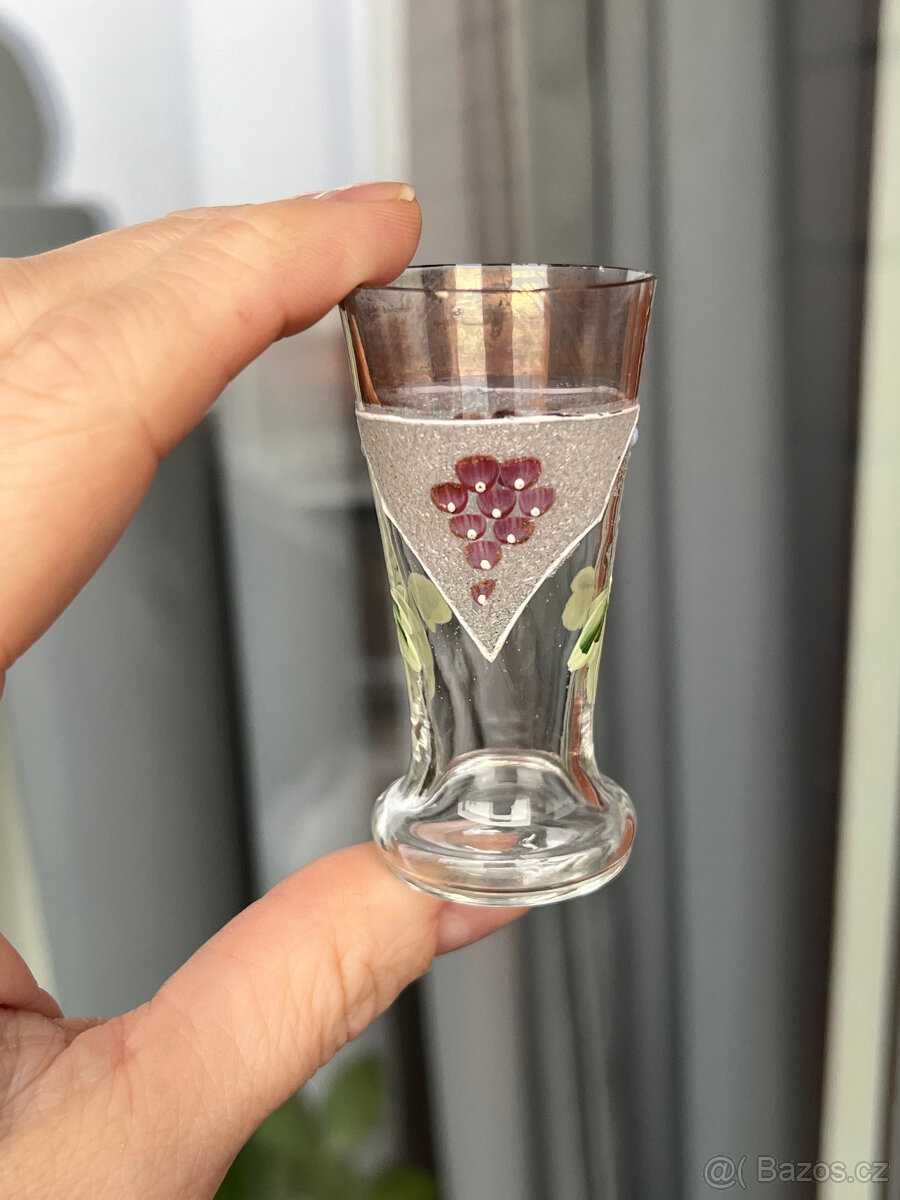 Starožitná likérová sada - karafa a 5x panák - 7