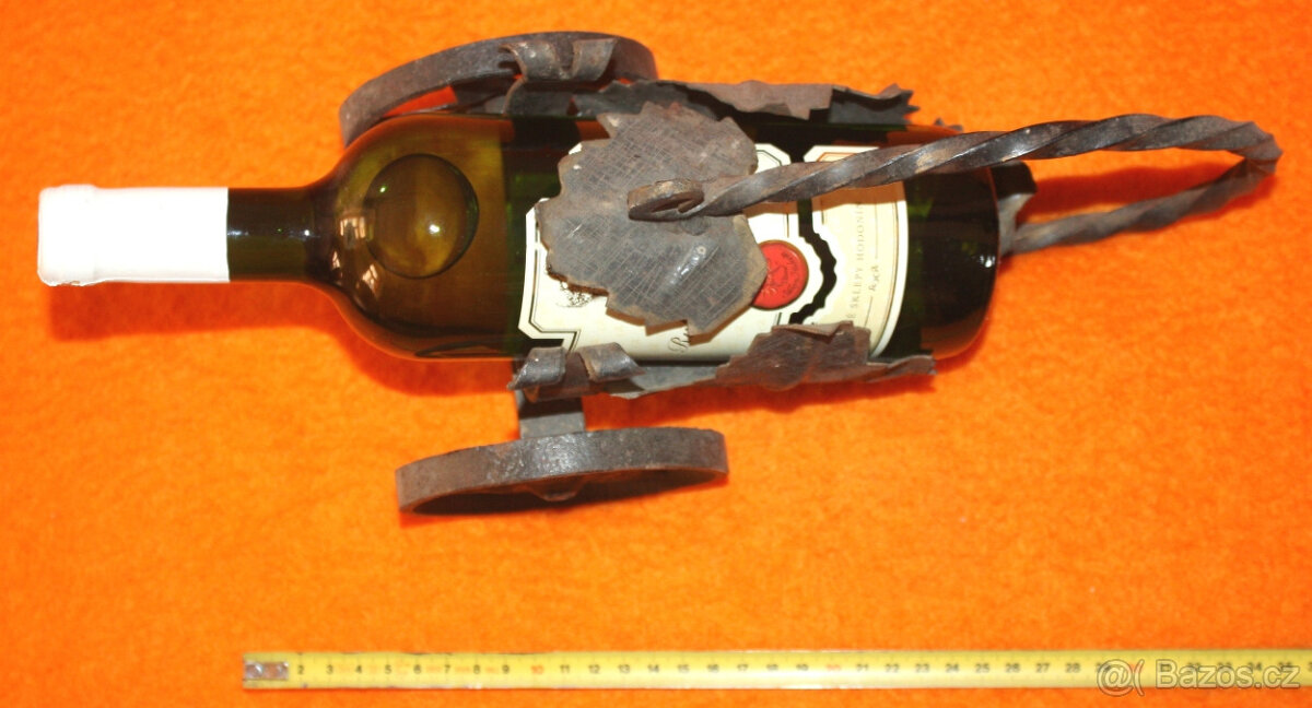 Víno držák kov, tvar dělo pojízdné retro cca 1970 - 7