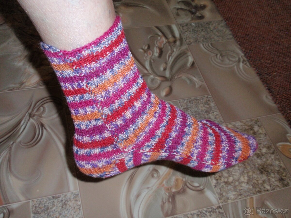 Vlněné ručně pletené ponožky - velikost 40-41 - 7