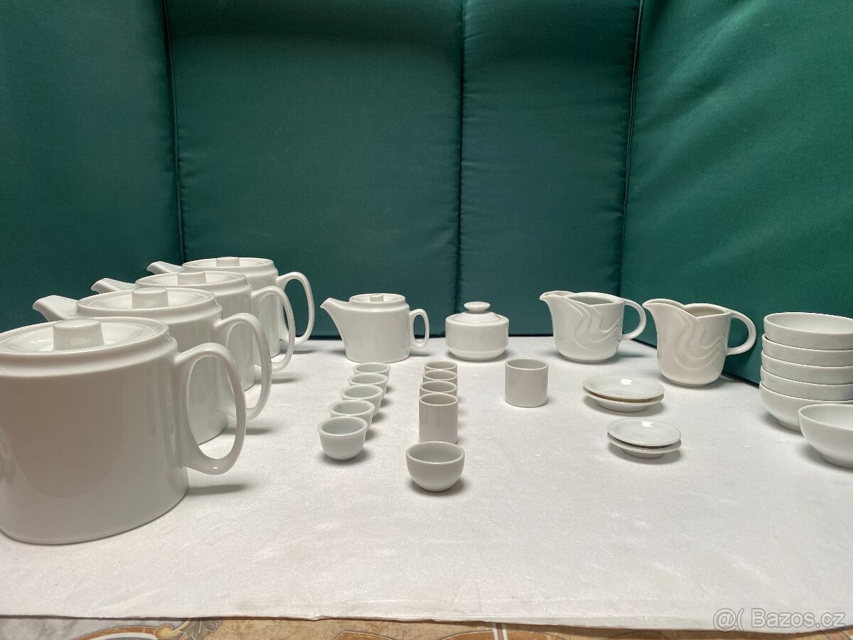 Porcelánová sada – konvice, cukřenka, miska, párátníky - 7