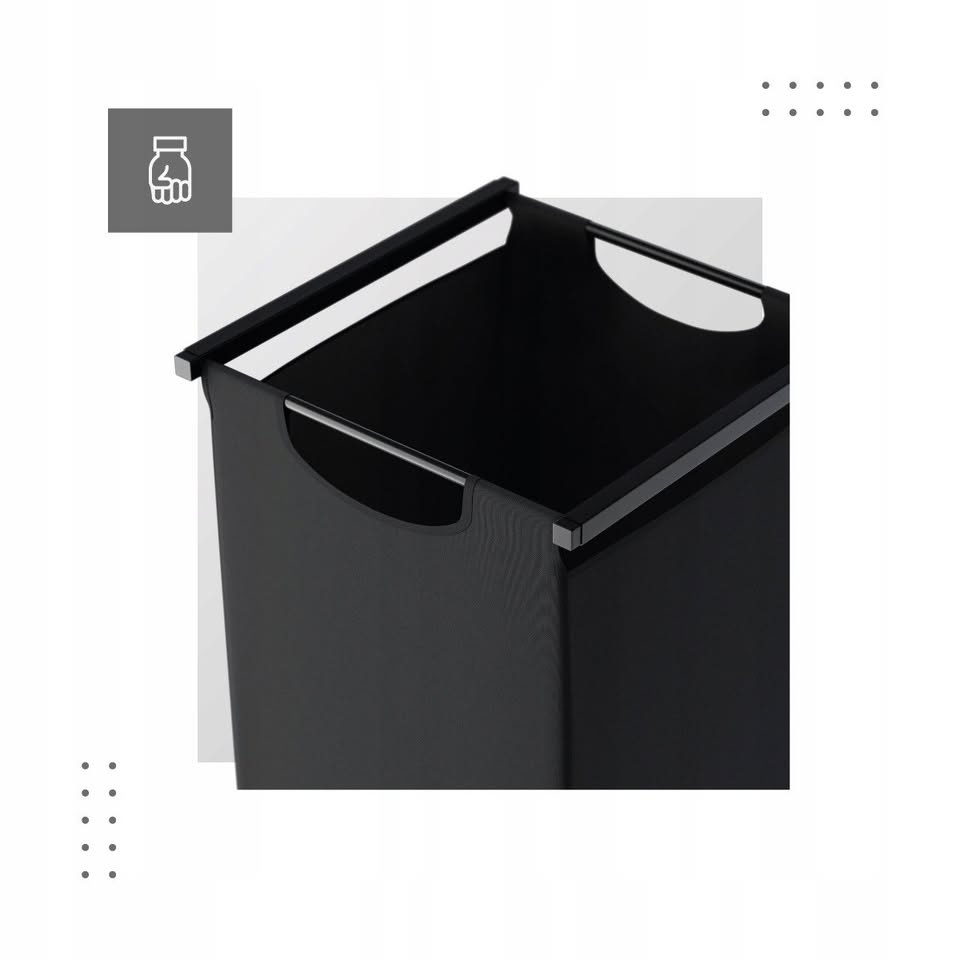 Tříkomorový koš na prádlo s odkládací policí, černý - 7