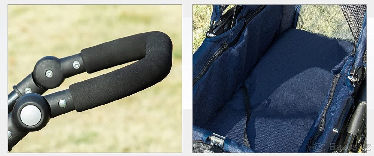 PawHut odpružený kočárek pro psy 2v1 tm. modrý - 7