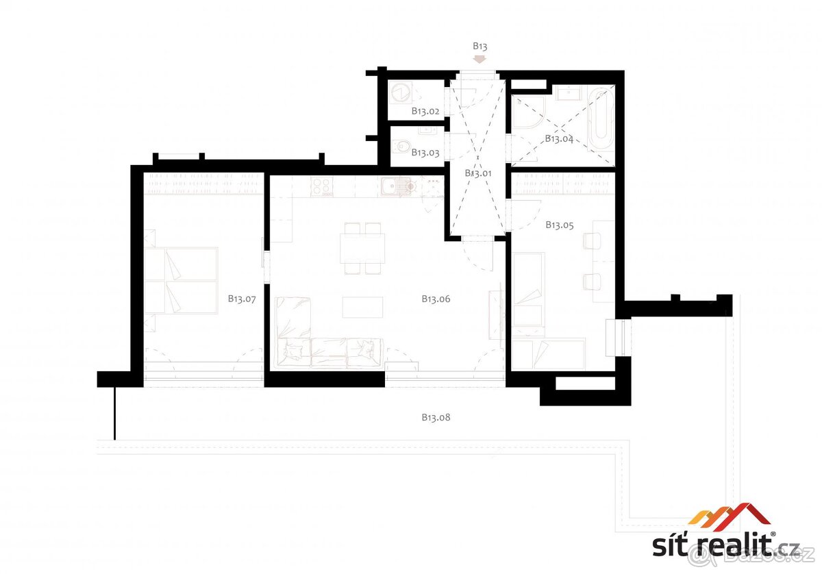 Prodej novostavby bytu 3+kk/T, 116 m2, Praha 9 - Jahodnice, - 7