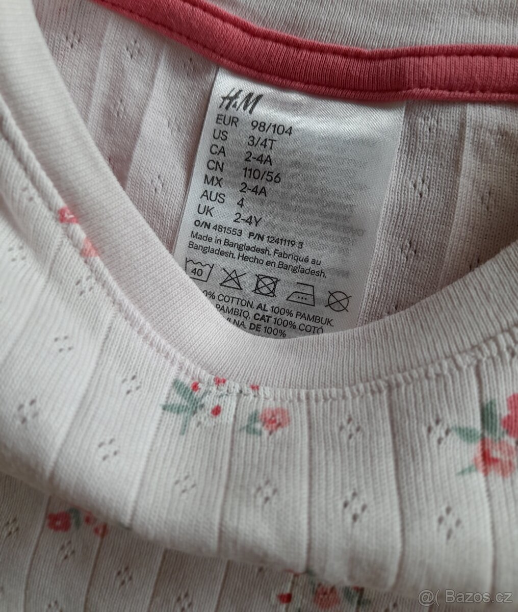 Žebrované bavlněné pyžamo H&M, vel. 98 - 7