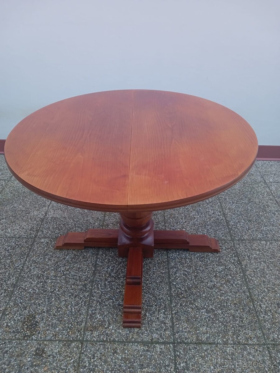 Rustikální jídelní set, rozkládací stůl, 6 židlí, masív - 7