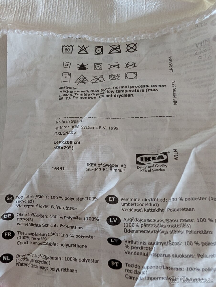 IKEA GRUSNARV 140x200 cm Nepropustný chránič matrace - 7