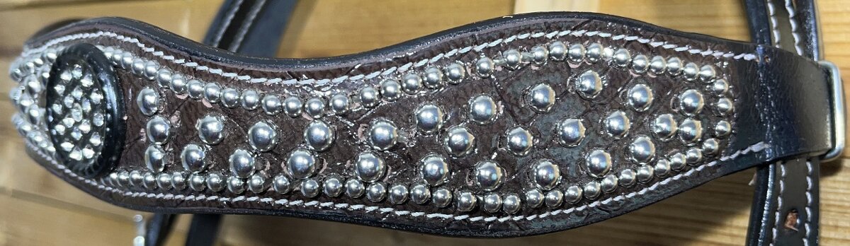 Westernový set 16) černý s hnědou imitací krokodýla - 7