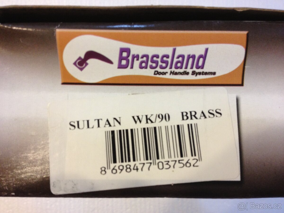 Dveřní klika / kování, zlatá lesk, rozteč 90mm /23ks - 7