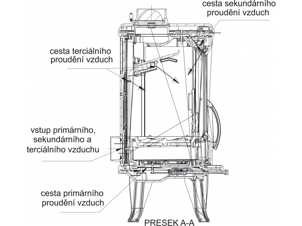 GUČA Krbová kamna ELIPTIKO, 7,5 kW, 47,7 x 47,3 x 86 cm - 7