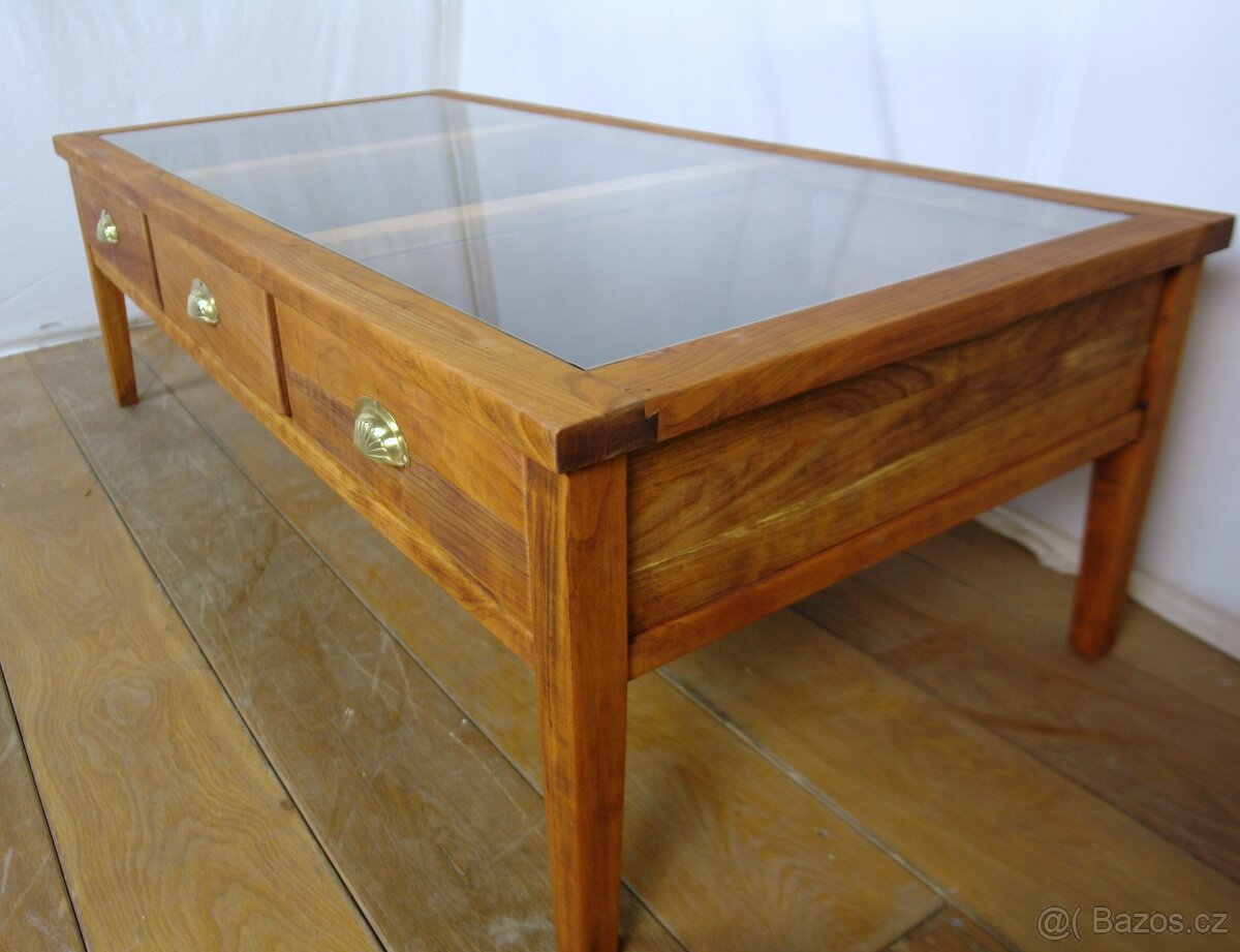 Konferenční stolek dřevo-sklo - 7