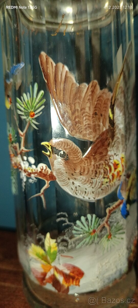 Korbel malovaný 1880 luxusní ptáček a ptáček - 7