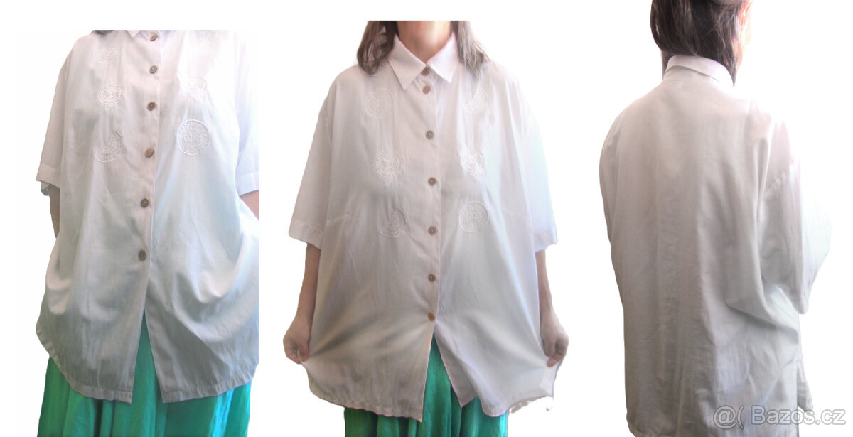 Vintage bílá dámská košile z 90.let plus velikost - 7
