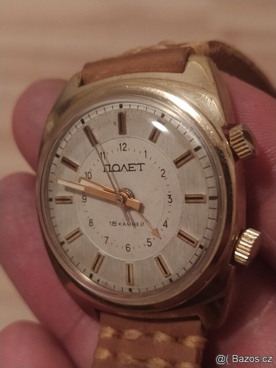 LUXUSNÍ hodinky POLJOT s mechanickým budíkem СССР 👍👍👍 - 7