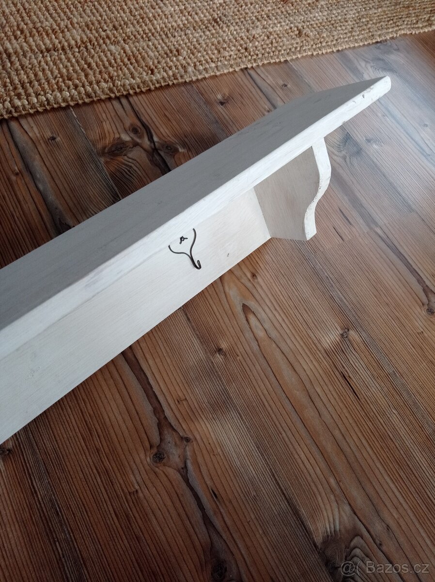 Bílá dřevěná polička 100 cm - 7