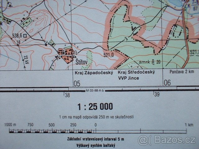 Vojenská profesionální tajná mapa Mirošov Brdy Jince ČSLA - 7