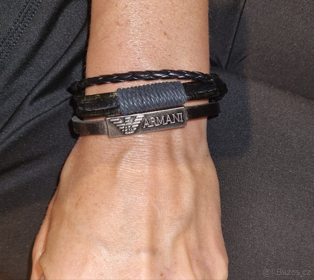 Armani pánský i unisex kožený náramek pravá kůže - 7