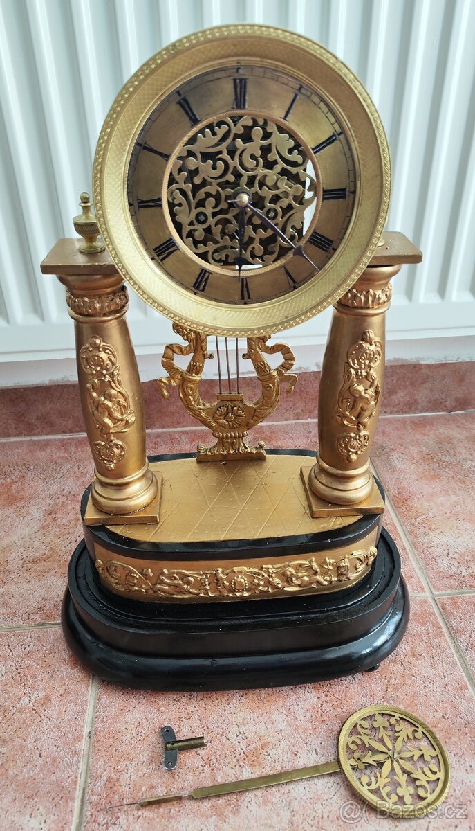 TOP krbové dvousloupkové hodiny Biedermeier - 7