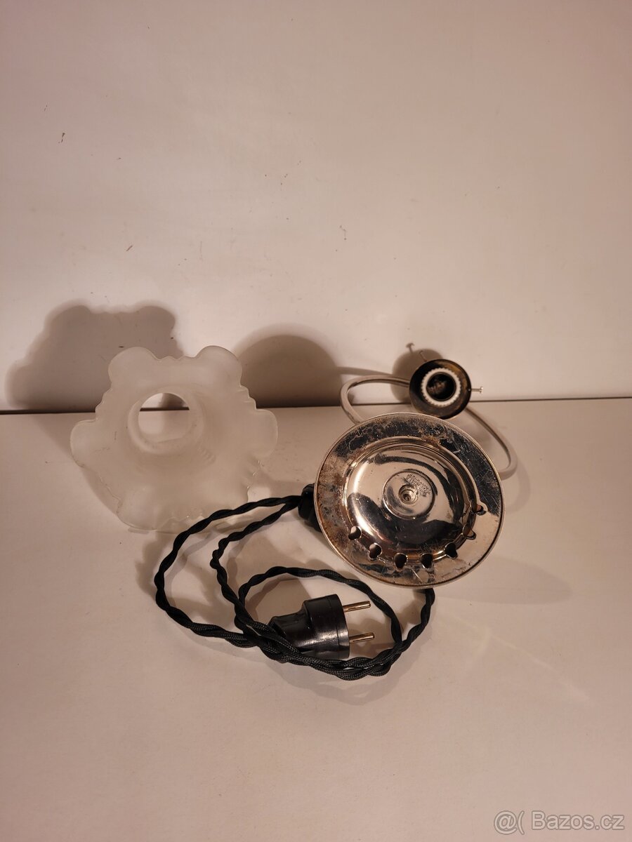 Art Deco niklovaná stará lampička, stolní lampa D.R.G.M. - 7