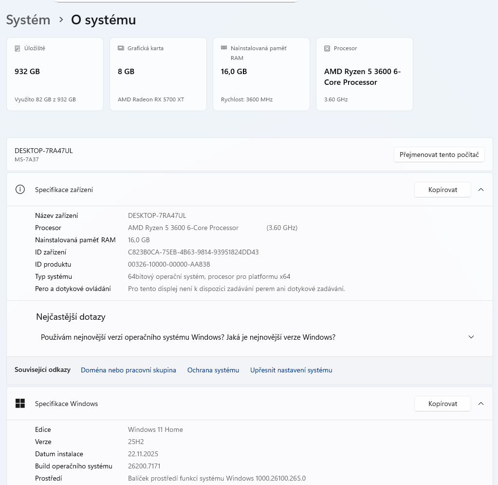 Herní PC, Ryzen 3600, 16GB DDR4, 1TB SSD, RX 5700XT - 7