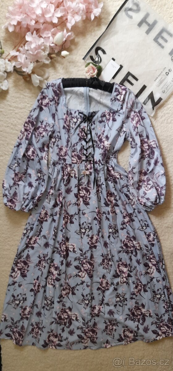 Květované dlouhé šaty se šněrováním - NOVÉ - 7