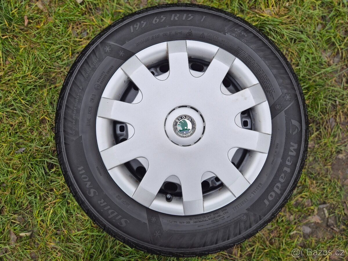Kompletní zimní ocelová kola ŠKODA - 195/65 R15 - 5x100 - 7