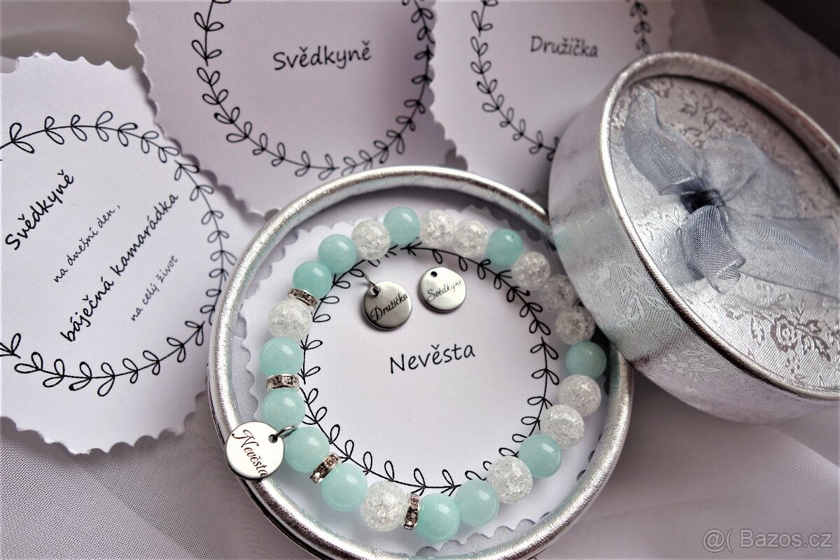 Svatební, rozlučkové náramky Svědkyně gravír. ocel.placička - 7