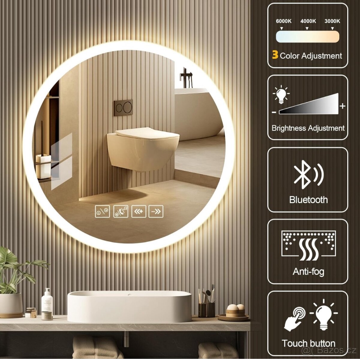 Zrcadlo 60x60 s Bluetooth - 7