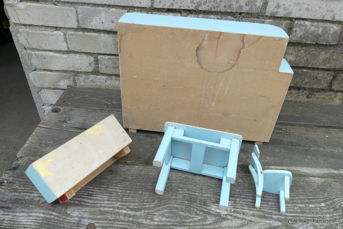 Dřevěný nábytek pro panenky, kuchyňka, kredenc - 7