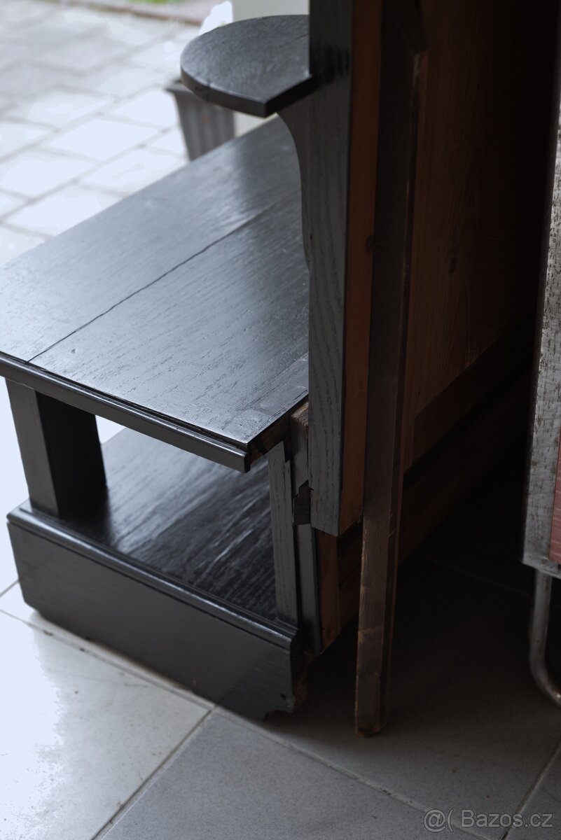 Starožitné velké dřevěné zrcadlo zrcadlová stěna skříňka - 7