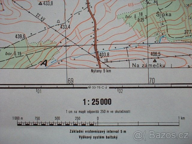 Vojenská profesionální tajná mapa ČSLA Bedněves 1:25 - 7