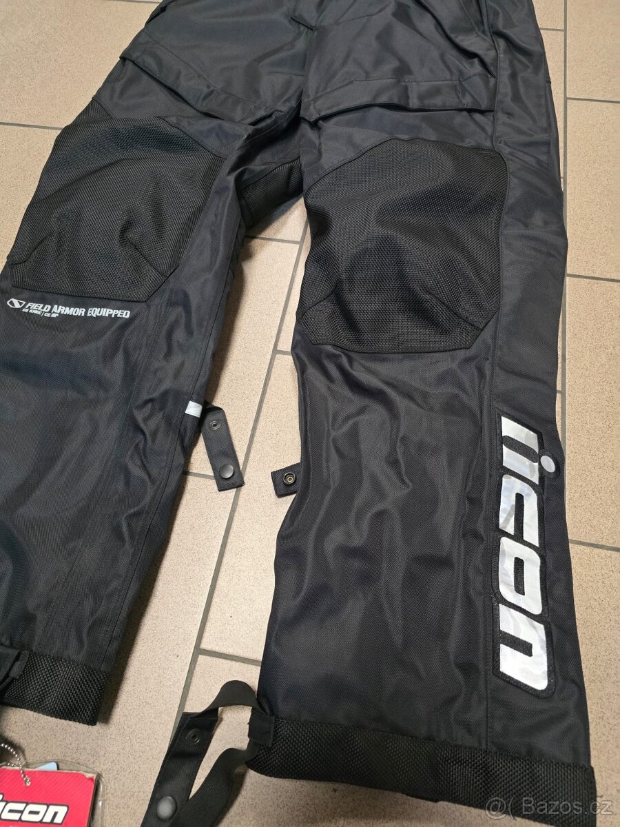 Pánské voděodolné motorkářské kalhoty Icon Patrol černé - 7