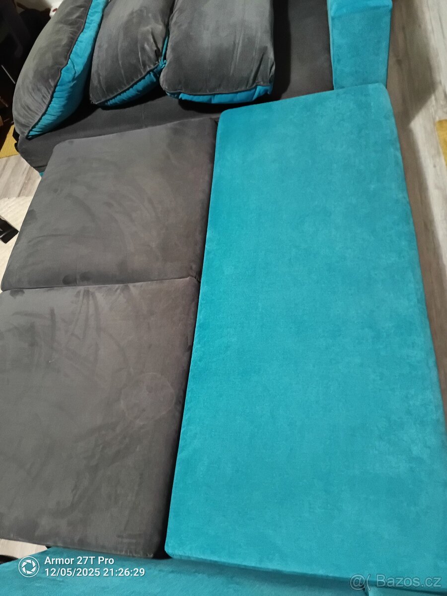 Rohová sedací souprava- rozkládací, úložný prostor - 7