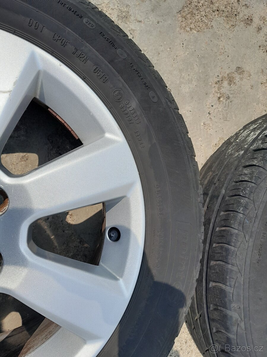 Sada alu kol originál OPEL, 6,5x16, 5x110, ET41; pneu 205/55 - 7