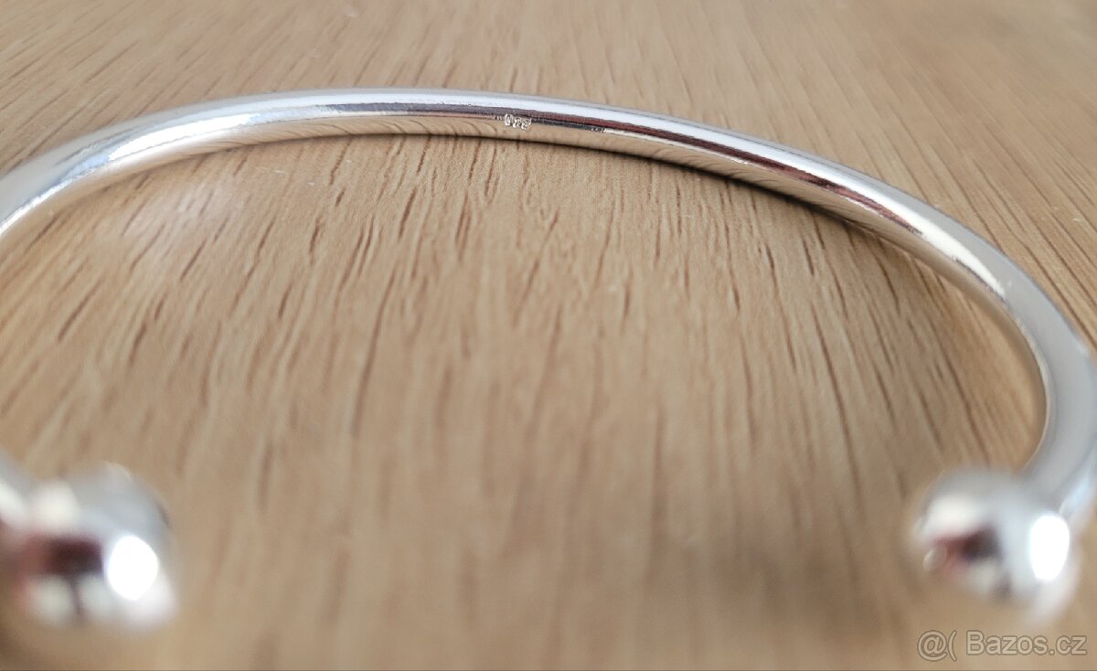 Nový dámský stříbrný náramek 925 kuličkový otevřený uni vel - 7