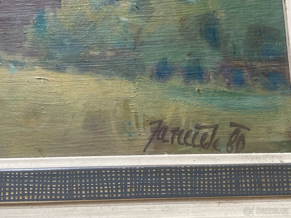 obraz starý obraz olejomalba krajinka obraz Šumava - 7