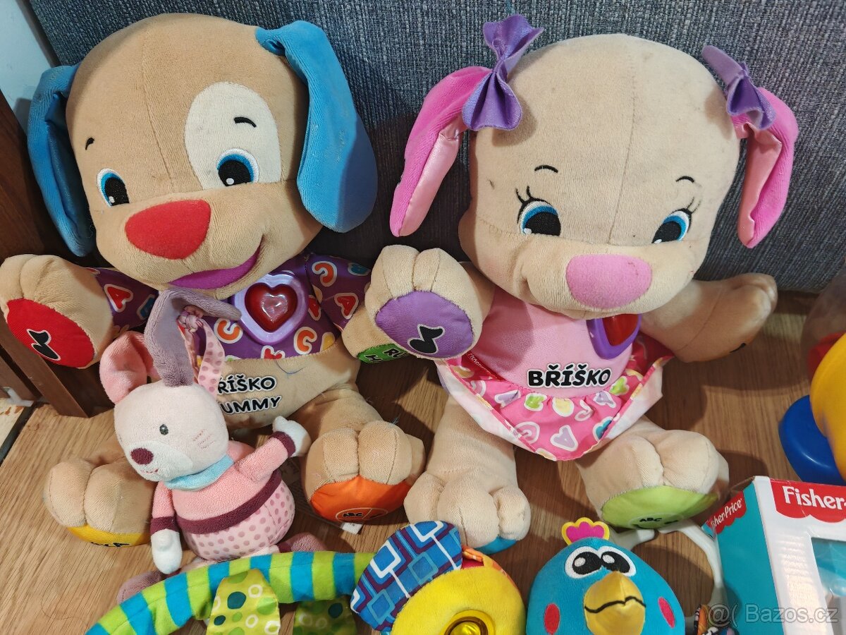 fisher price šnek, pejsek, kostky, snídaňový set, lamaze páv - 7