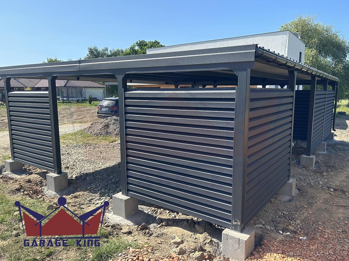 Carport s úložným boxem, garážová stání 9×6,5 m - 7