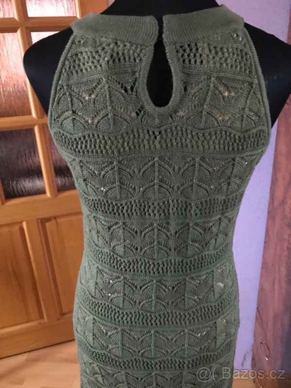 Pletené khaki šaty dlouhé vel.36 - 7