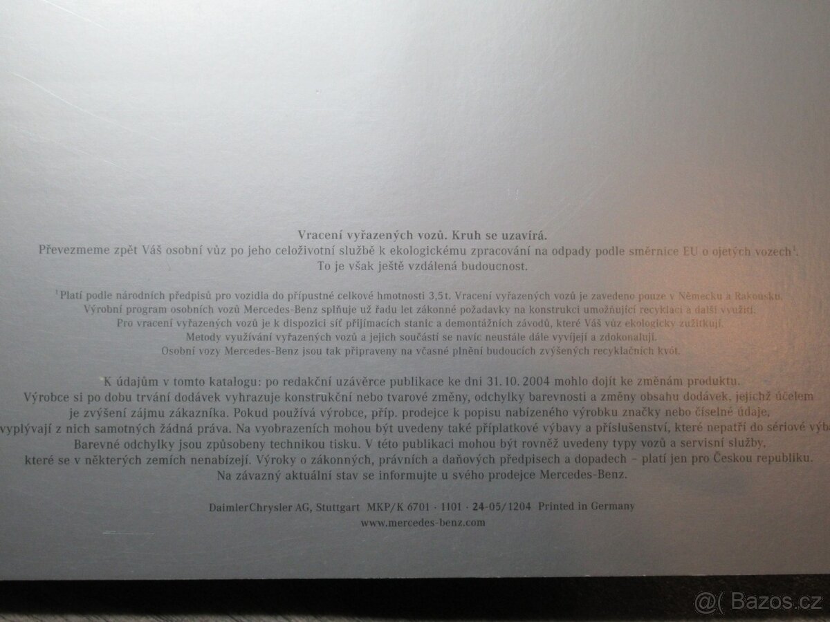Výrobní program osobních automobilů Mercedes-Benz 2004 - 7