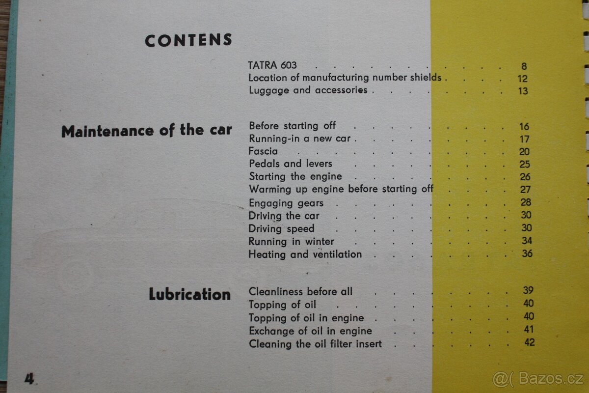 Tatra 603/1 - Driver's Manual 2nd issue 1961 - 7