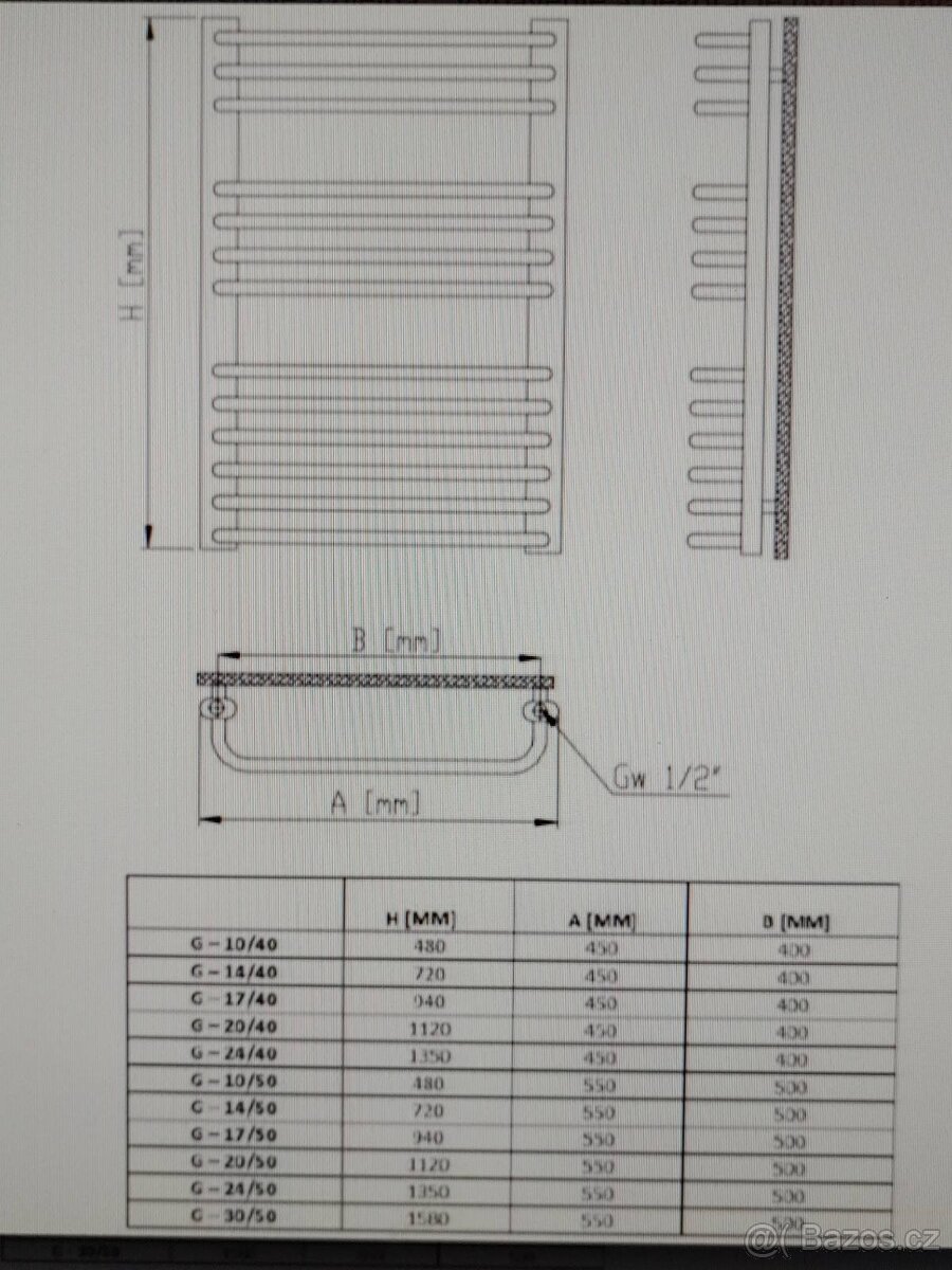 Koupelnový radiátor bílý. - 7