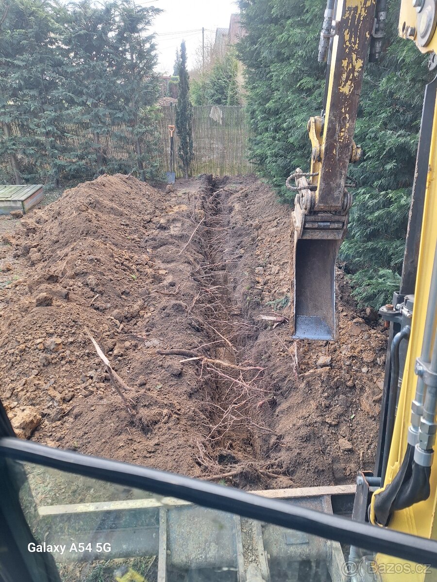 Výkopové práce minibagrem Yanmar, přeprava vozíkem 3t - 7