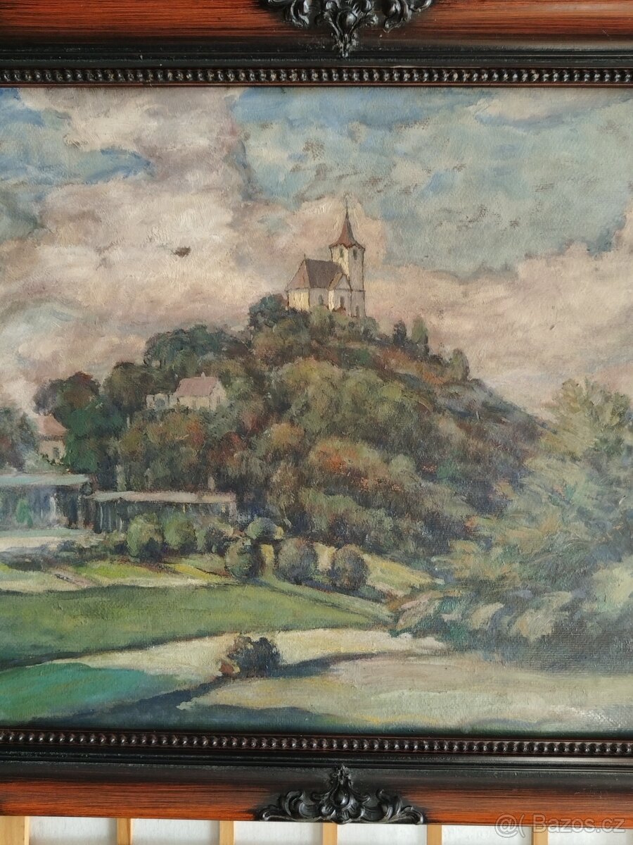 obraz PARTIE S KOSTELÍČKEM, olej, sign. Jos. Fiala - 7