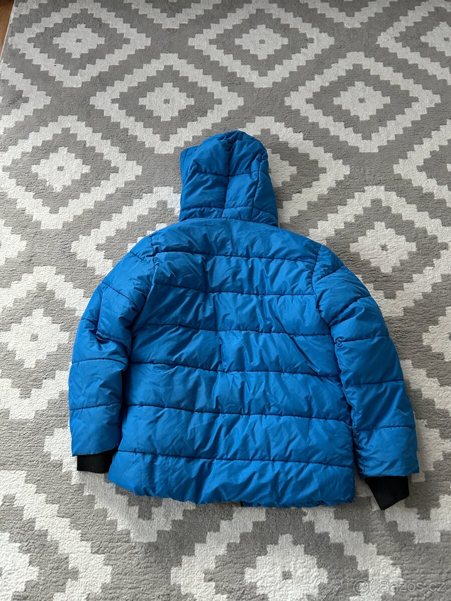 Zimní bunda dětská vel. 152, modrá, péřová, jako nová - 7