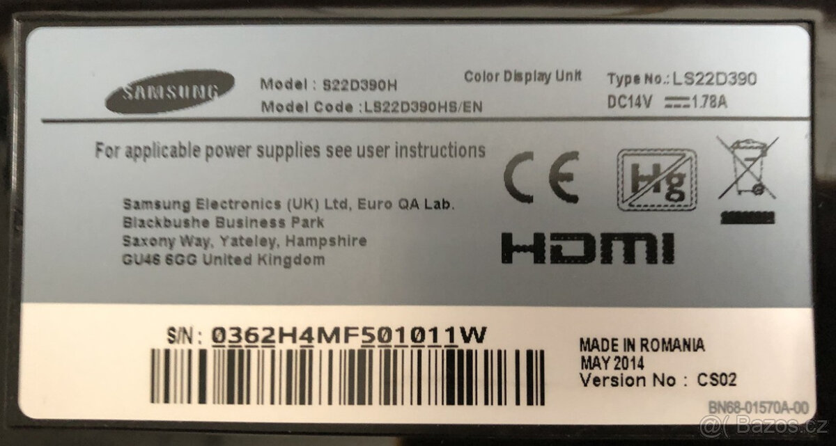 monitor - Samsung 22" - S22D390H - poškozený displej - 7