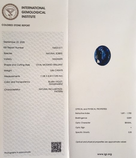 Tanzanit 3,86 karátu - 7