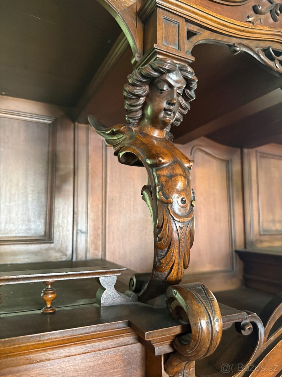 Starožitný bohatě zdobený sekretář - příbornik - 7